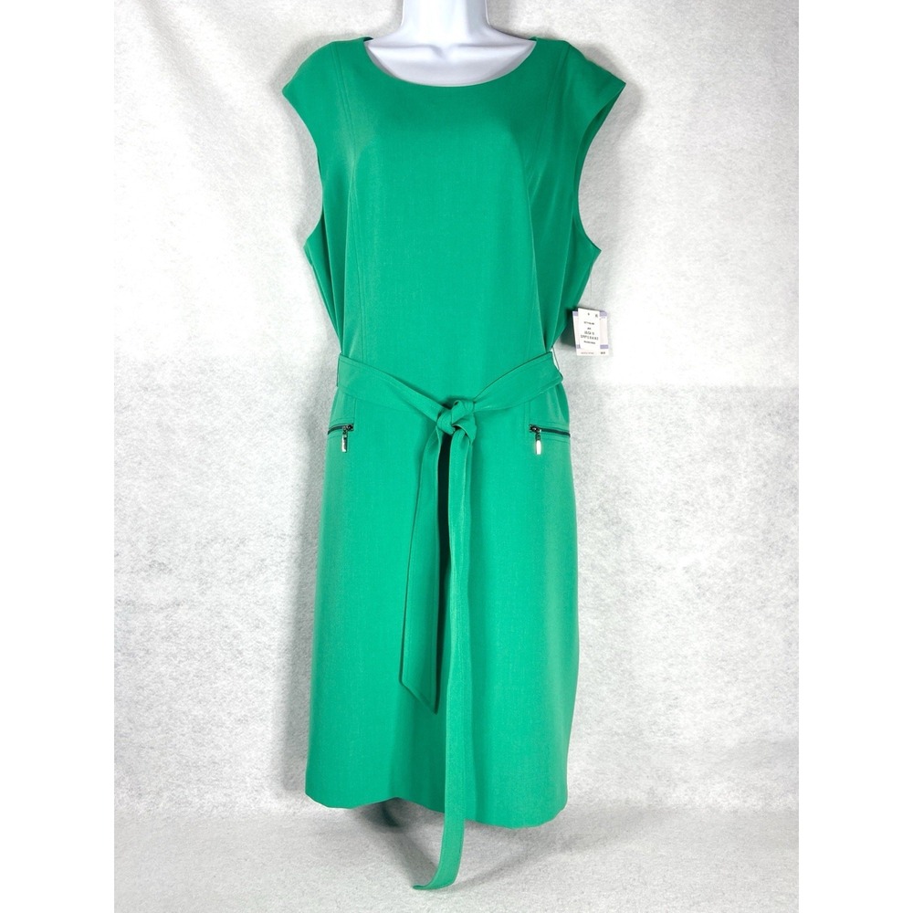Kasper Dress Women's 18 Green Sheath Sleeveless Corporate Career New
